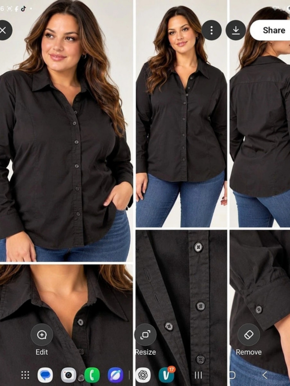 Lane Bryant Button Down Shirt in Black Size 26
